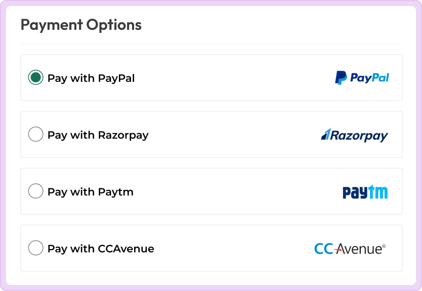 Multiple payment gateways